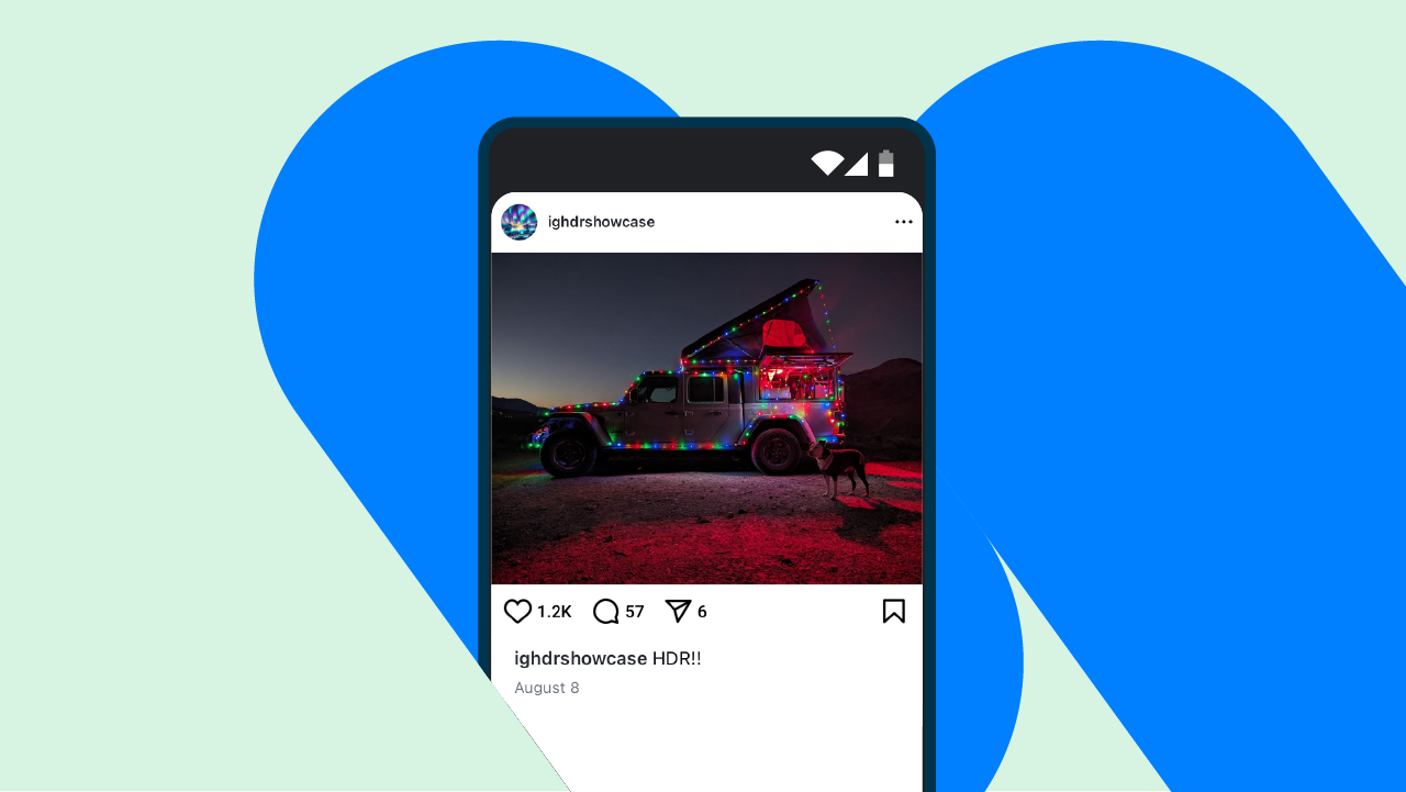 UI image of an uploaded Instagram post that was taken using Ultra HDR