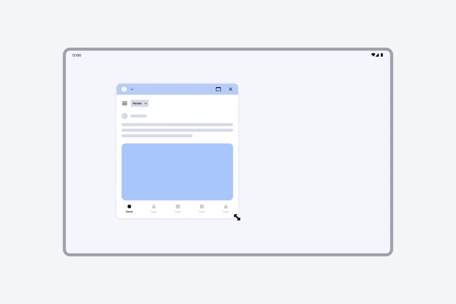 A moving image demonstrating how apps are fully resizable